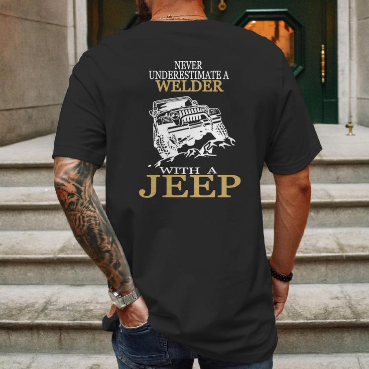 [154] Welder With A Jeep Tshirt Mens Back Print T-shirt Gifts for Men